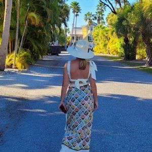 Agua By Agua Bendita Lavanda Printed Cotton-Silk Pareo Sarong Size U/OS $260